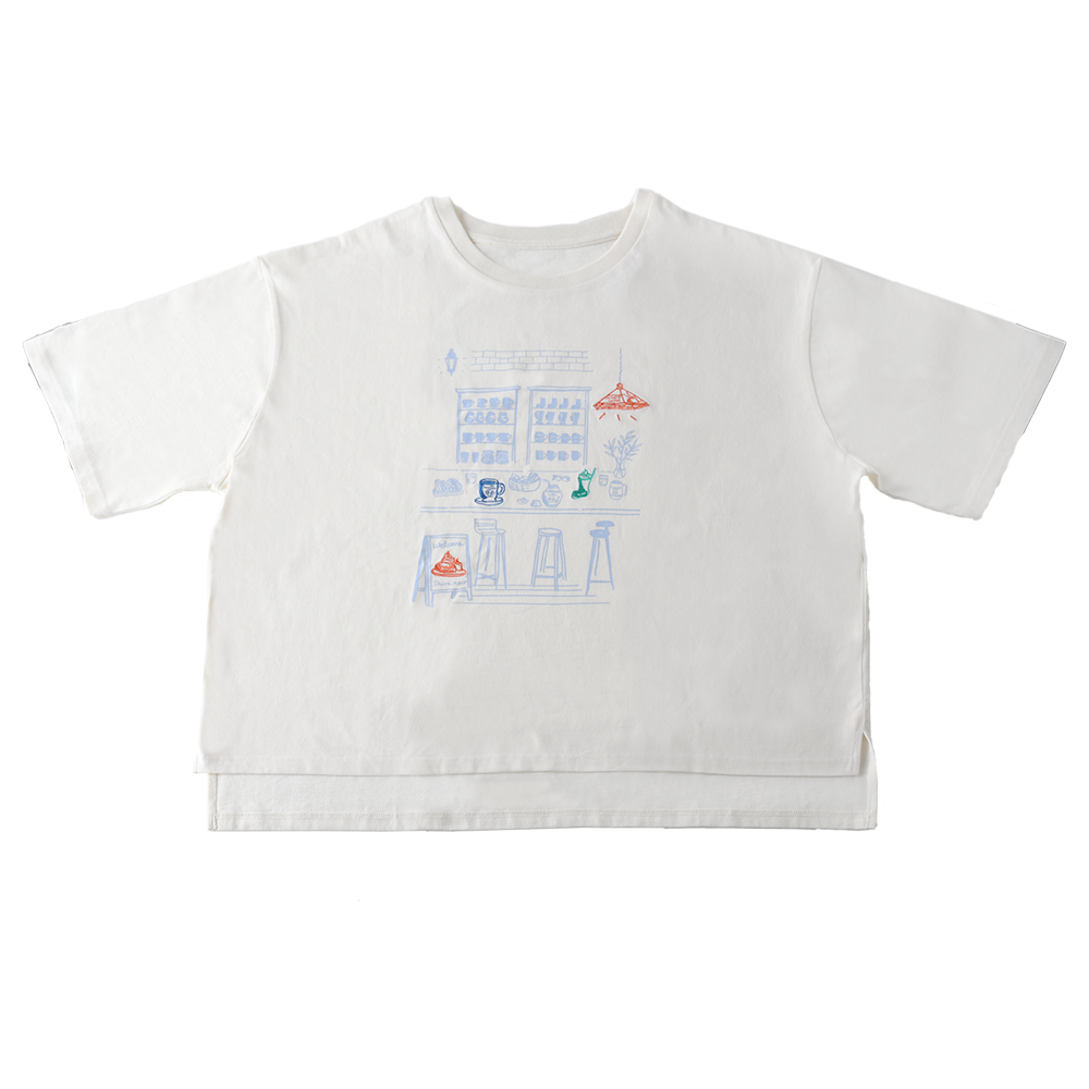 プリント×刺繡Tシャツ(ビッグシルエット)