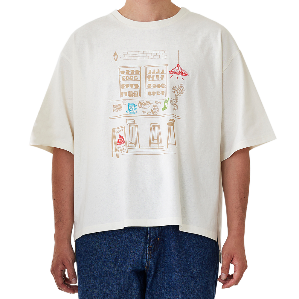 プリント×刺繡Tシャツ(ビッグシルエット)