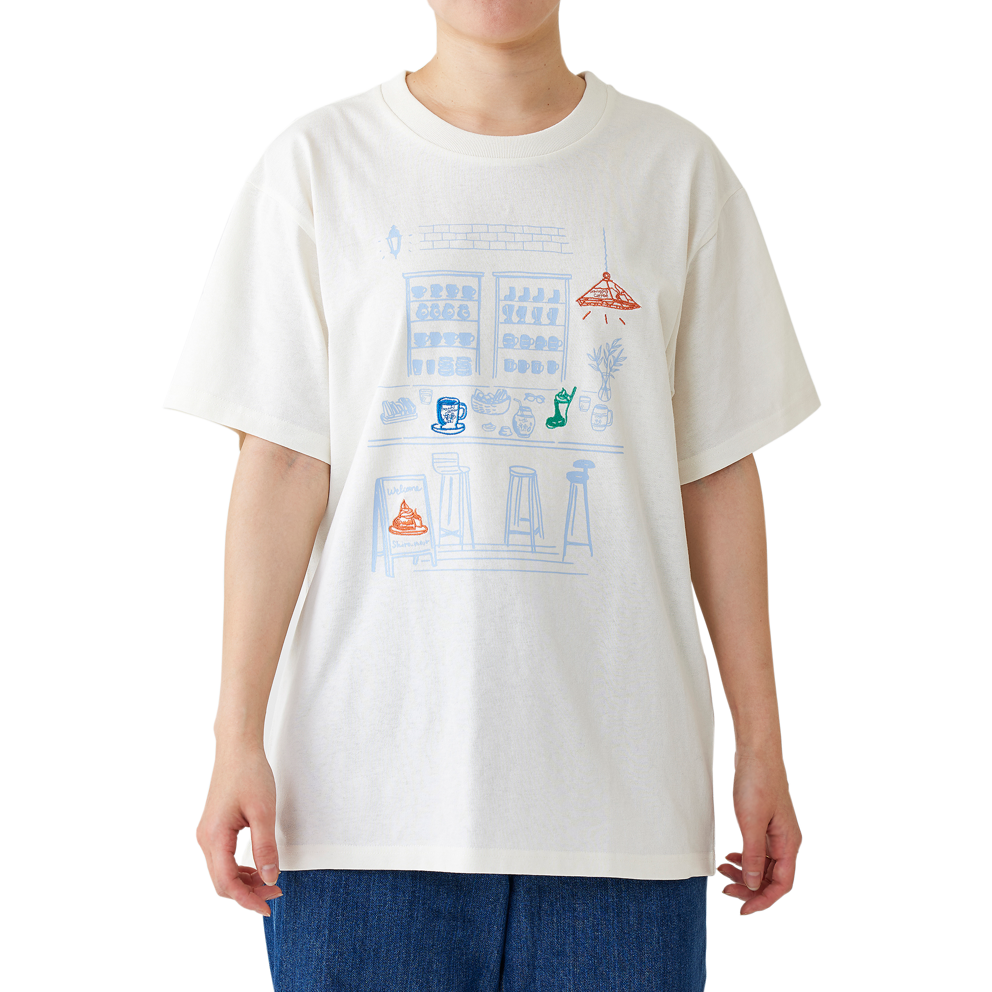 プリント×刺繡Tシャツ(スタンダードシルエット)